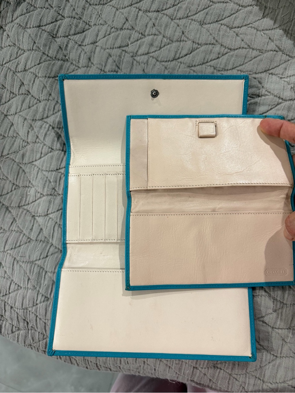 Coach Turquoise Signature Continental Wallet Set Y2K - Picture 6 of 7